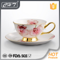 Amazing fruits decal decorative ceramic cup and saucer set with gold hand